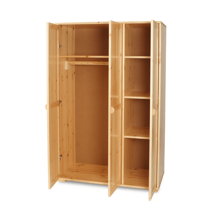 SEO. Vanessa Kleiderschrank | 3 - Türig | 100% Bio Kiefer Massivholz - Natur Linkreich