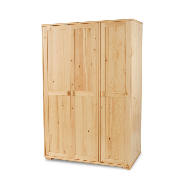 SEO. Vanessa Kleiderschrank | 3 - Türig | 100% Bio Kiefer Massivholz - Natur Linkreich