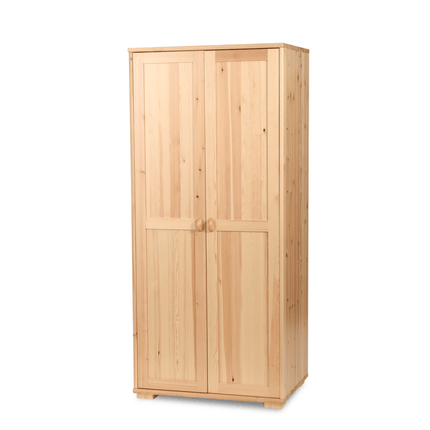 SEO. Vanessa Kleiderschrank Bio Kiefer | 2-Türig mit Kleiderstange aus 100% Massivholz - Natur Linkreich