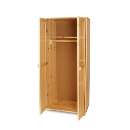 SEO. Vanessa Kleiderschrank Bio Kiefer | 2-Türig mit Kleiderstange aus 100% Massivholz - Natur Linkreich