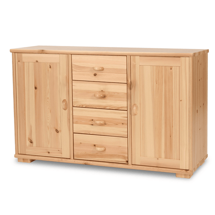 SEO. Vanessa Kommode Sideboard | Anrichte | 2 - Türig mit 4 - Schubladen | 100% Bio Massivholz - Natur Linkreich