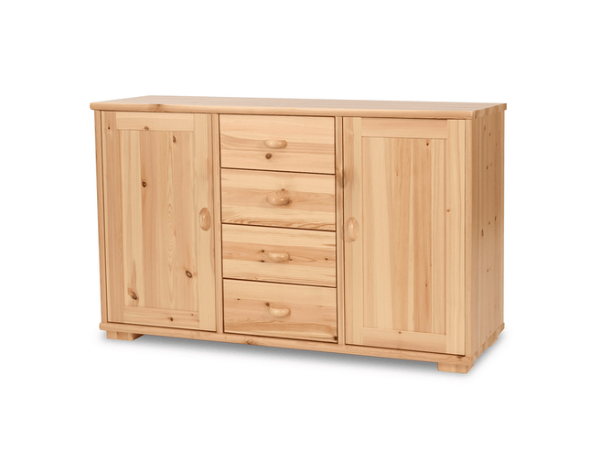 SEO. Vanessa Kommode Sideboard | Anrichte | 2 - Türig mit 4 - Schubladen | 100% Bio Massivholz - Natur Linkreich