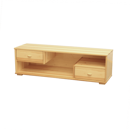 SEO. Vanessa TV - Schrank / TV - Lowboard | 2 - Schubladen | 100% Bio Kiefer Massivholz - Natur Linkreich