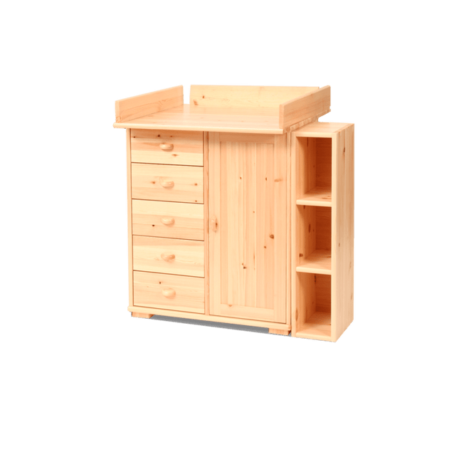 SEO. Vanessa Wickelkommode Set - Kiefer Massivholz Wickeltisch Set | 100% Bio - Natur Linkreich