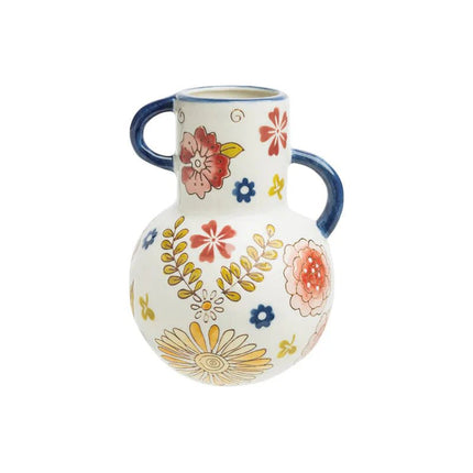 SEO. Vase CHARMING COTTAGE aus Steinzeug – handbemalt & floral | Tranquillo - Linkreich