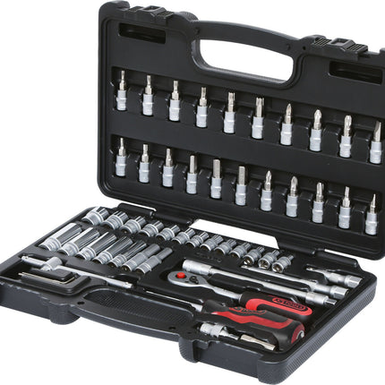 Steckschlüsselsatz 1/4 Zoll 53-teilig mit Ratsche und Bitsatz im Hartschalenkoffer – KS Tools Superlock