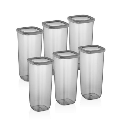Vorratsdosen 6er Set – quadratisch 1,75 L, grau, luftdicht & stapelbar (Vorratsdosen) kaufen bei Linkreich – Jetzt entdecken!