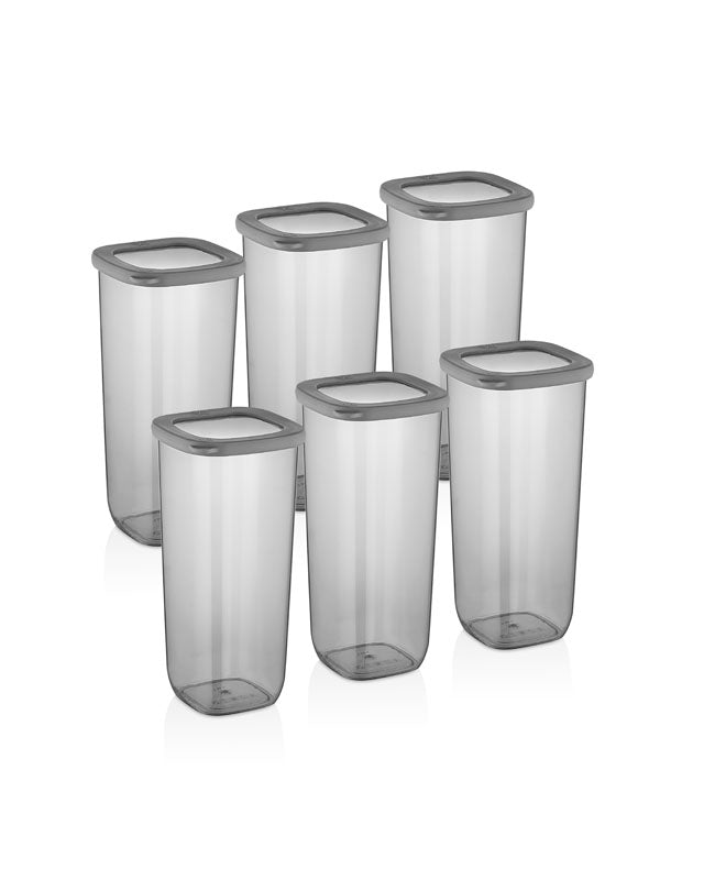 Vorratsdosen 6er Set – quadratisch 1,75 L, grau, luftdicht & stapelbar (Vorratsdosen) kaufen bei Linkreich – Jetzt entdecken!