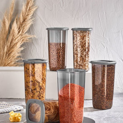 Vorratsdosen 6er Set – quadratisch 1,75 L, grau, luftdicht & stapelbar (Vorratsdosen) kaufen bei Linkreich – Jetzt entdecken!