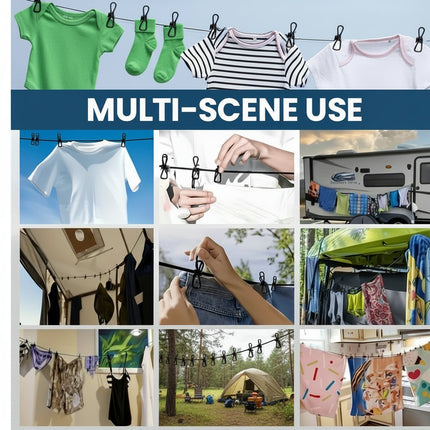 SEO. Wäscheleine Camping mit Clips geeignet für jede Reise - Mehrfarbig Linkreich