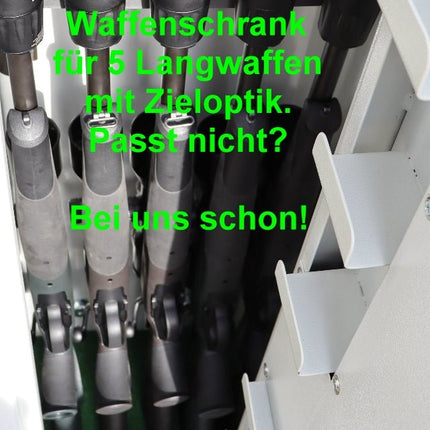 SEO. Waffenschrank Shooter KOLAN (1700x390x330) 5 LW - RAL 7035 lichtgrau Linkreich