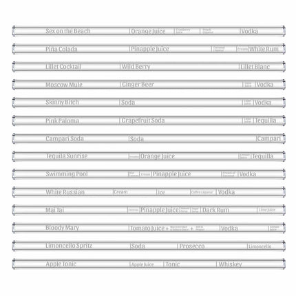 Wählbare Cocktail Rezepte Glasstrohhalme - individuelle Cocktails mit gravierten Maßen für perfektes Mixen - 6er Set (Glastrinkhalme) kaufen bei Linkreich – Jetzt entdecken!