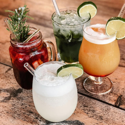 Wählbare Mocktail Rezepte Glasstrohhalme - individuelle alkoholfreie cocktails mit gravierten Maßen für perfektes Mixen - 6er Set (Glastrinkhalme) kaufen bei Linkreich – Jetzt entdecken!