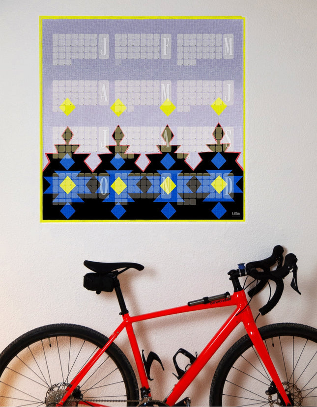 Wandkalender // Kilim Big Mountain blau grau