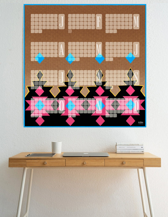 Wandkalender // Kilim Big Mountain braun pink