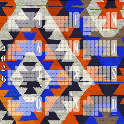 Wandkalender Kilim Diamond orange rot