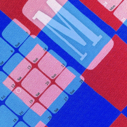 Wandkalender // Kilim Karo blau rot