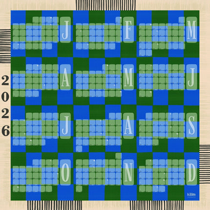 Wandkalender // Kilim Karo grün türkis