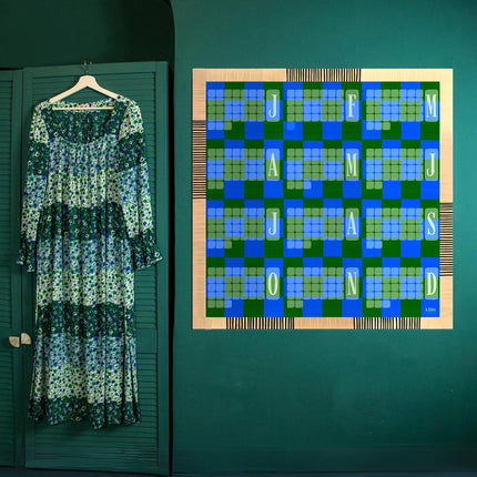 Wandkalender // Kilim Karo grün türkis