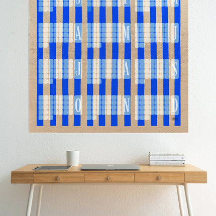 Wandkalender // Kilim Stripe creme blau
