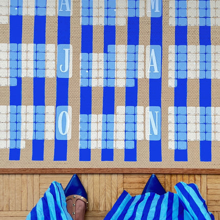 Wandkalender // Kilim Stripe creme blau