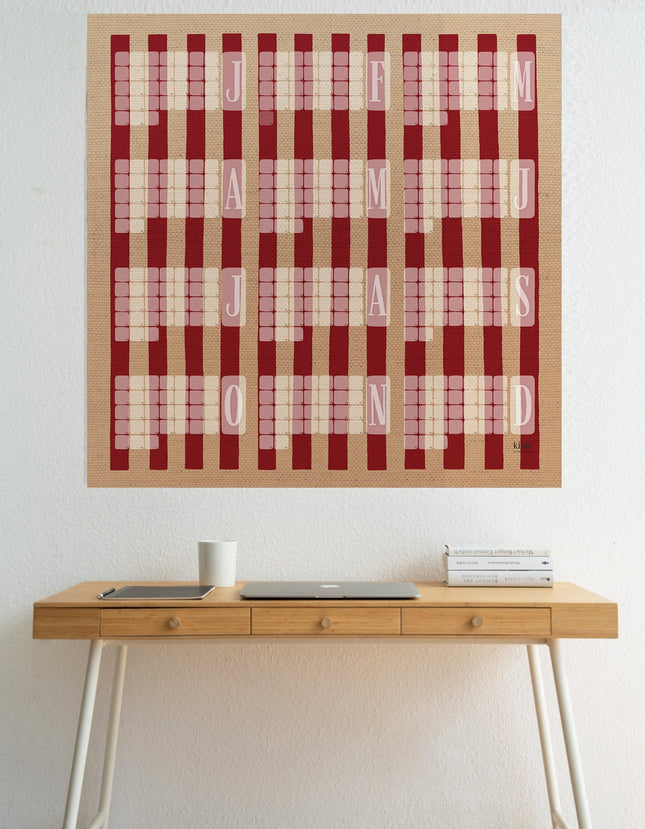 Wandkalender // Kilim Stripe creme rot