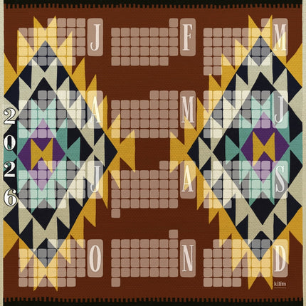 Wandkalender // Special Edition: Kilim Peacock braun