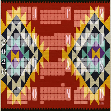 Wandkalender // Special Edition: Kilim Peacock rostbraun