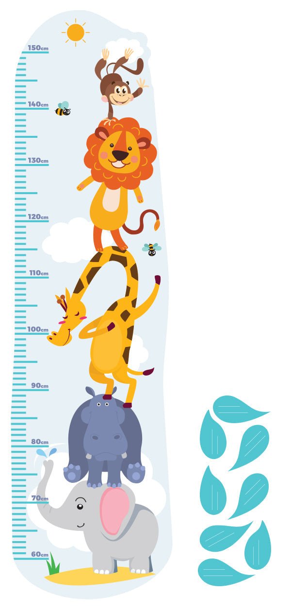 SEO. Wandsticker Messlatte Tiere + Etiketten - Linkreich