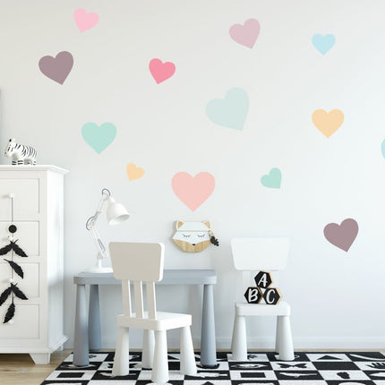 SEO. Wandsticker Set Pastell Herzen - Linkreich