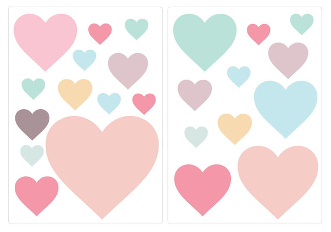 SEO. Wandsticker Set Pastell Herzen - Linkreich