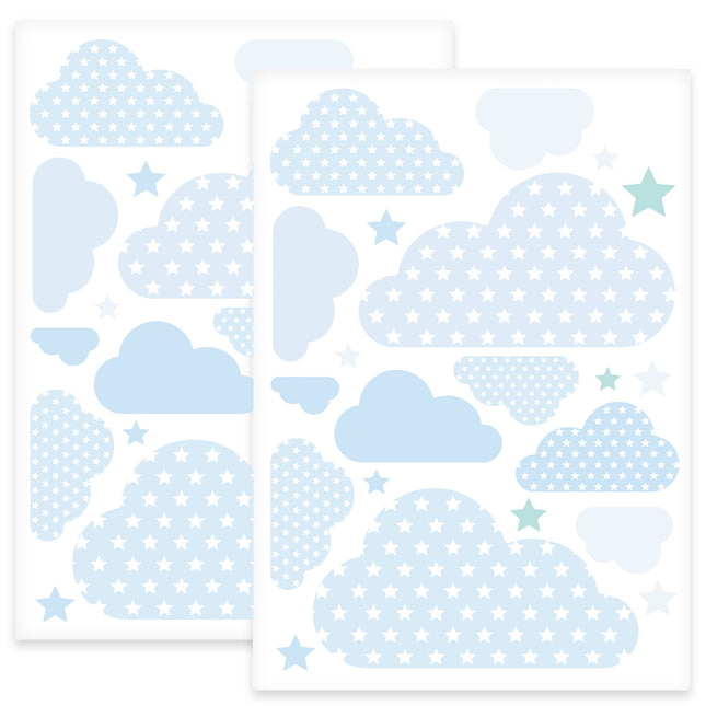 SEO. Wandsticker Set Pastell Wolken & Sterne - Linkreich
