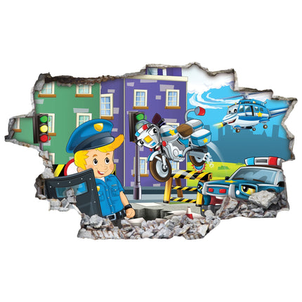 SEO. Wandtattoo Kinderzimmer Polizei Design - Polizei V2 Linkreich