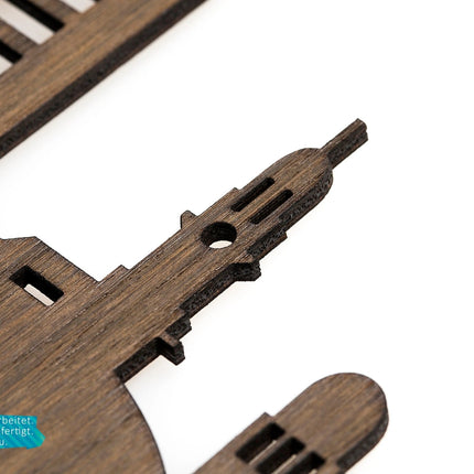 SEO. Wanduhr aus Holz Skyline Köln - Birke Linkreich