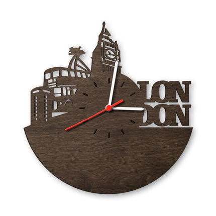 SEO. Wanduhr aus Holz Skyline London 2016 - Birke Linkreich
