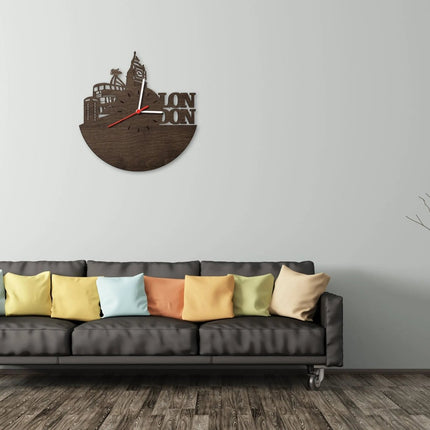 SEO. Wanduhr aus Holz Skyline London 2016 - Birke Linkreich