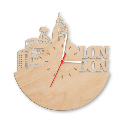 SEO. Wanduhr aus Holz Skyline London 2016 - Birke Linkreich