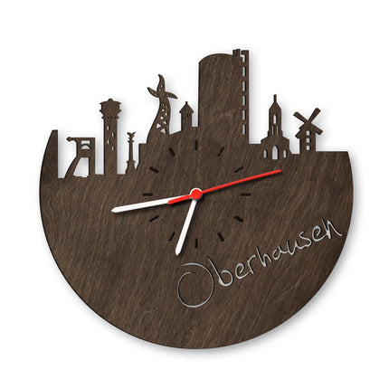 SEO. Wanduhr aus Holz Skyline Oberhausen - Birke Linkreich