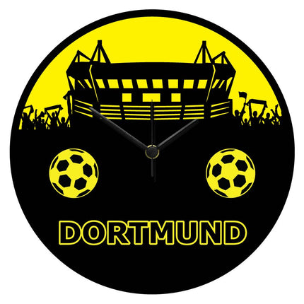 SEO. Wanduhr aus Holz Vereinsliebe Dortmund - mit UV Druck - Dortmund V2 Linkreich