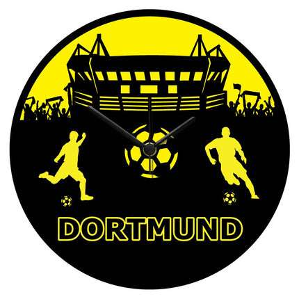SEO. Wanduhr aus Holz Vereinsliebe Dortmund - mit UV Druck - Dortmund V1 Linkreich