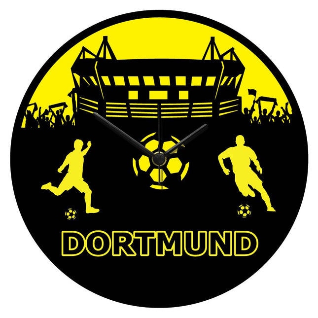 SEO. Wanduhr aus Holz Vereinsliebe Dortmund - mit UV Druck - Dortmund V1 Linkreich