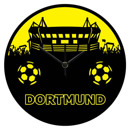 SEO. Wanduhr aus Holz Vereinsliebe Dortmund - mit UV Druck - Dortmund V3 Linkreich