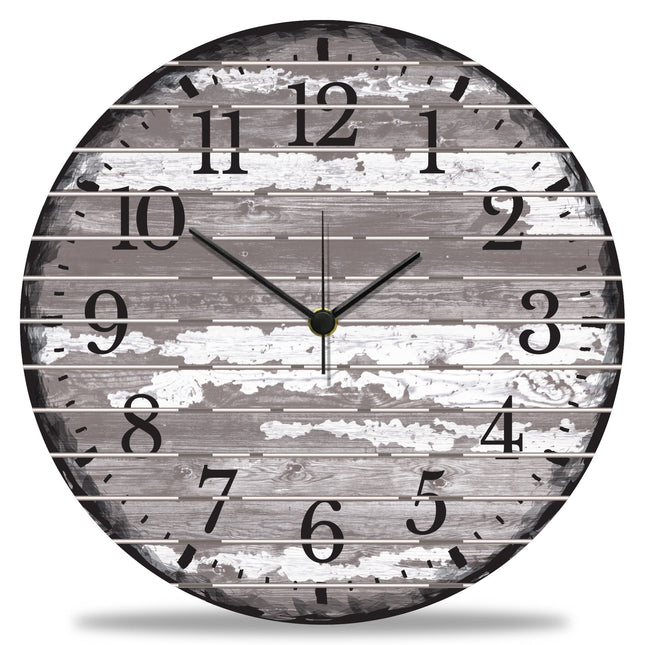 SEO. Wanduhr aus Holz Vintage Gray - mit UV Druck - Linkreich
