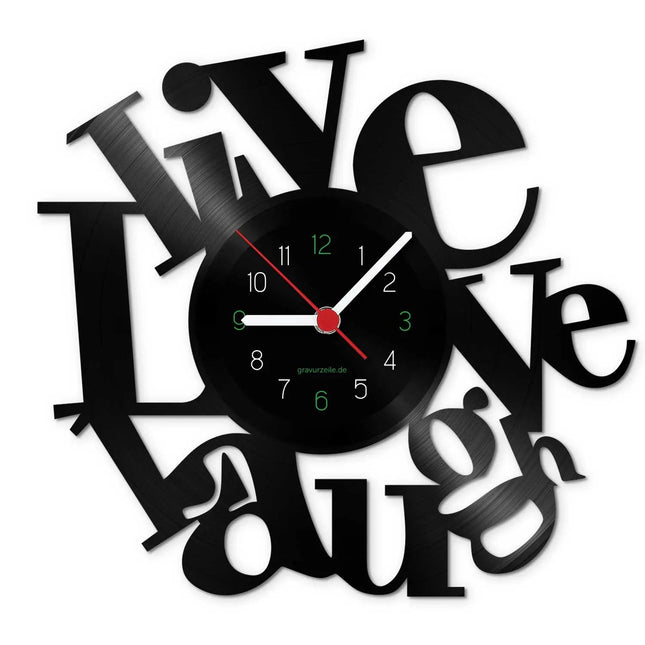 SEO. Wanduhr aus Vinyl Live Love Laugh - Linkreich