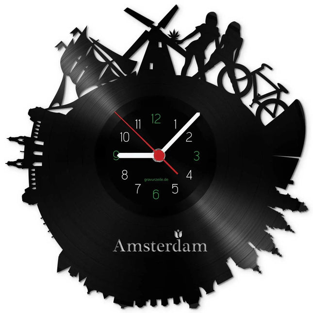 SEO. Wanduhr aus Vinyl Skyline Amsterdam 2017 - Linkreich