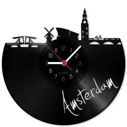 SEO. Wanduhr aus Vinyl Skyline Amsterdam - Linkreich