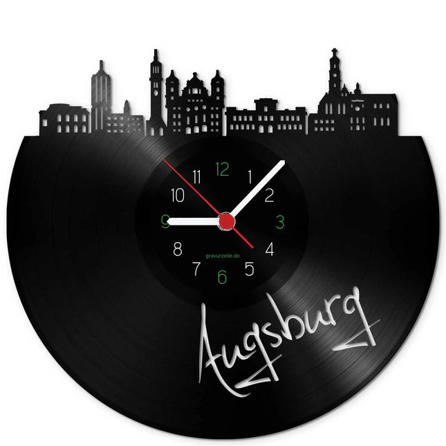 SEO. Wanduhr aus Vinyl Skyline Augsburg - Linkreich