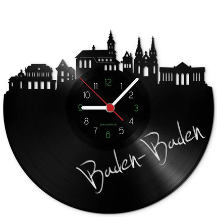 SEO. Wanduhr aus Vinyl Skyline Baden - Baden - Linkreich