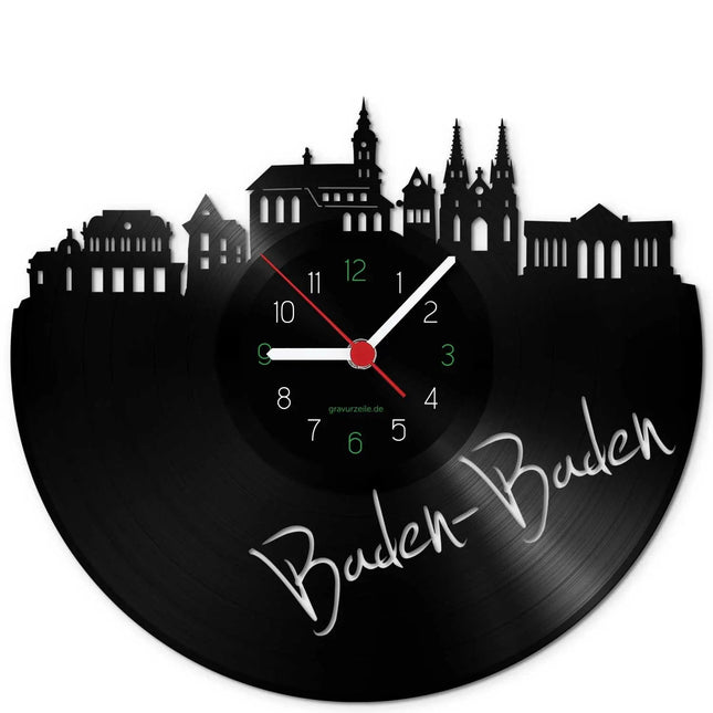 SEO. Wanduhr aus Vinyl Skyline Baden - Baden - Linkreich