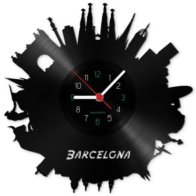 SEO. Wanduhr aus Vinyl Skyline Barcelona 2017 - Linkreich